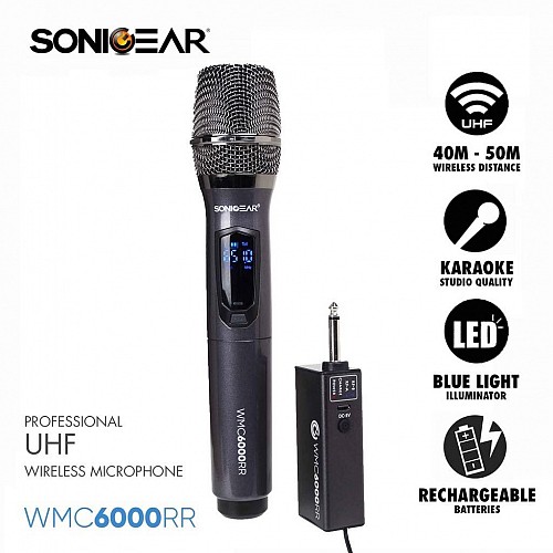 SonicGear WMC6000RR Wireless UHF Rechargeable Microphone with Receiver