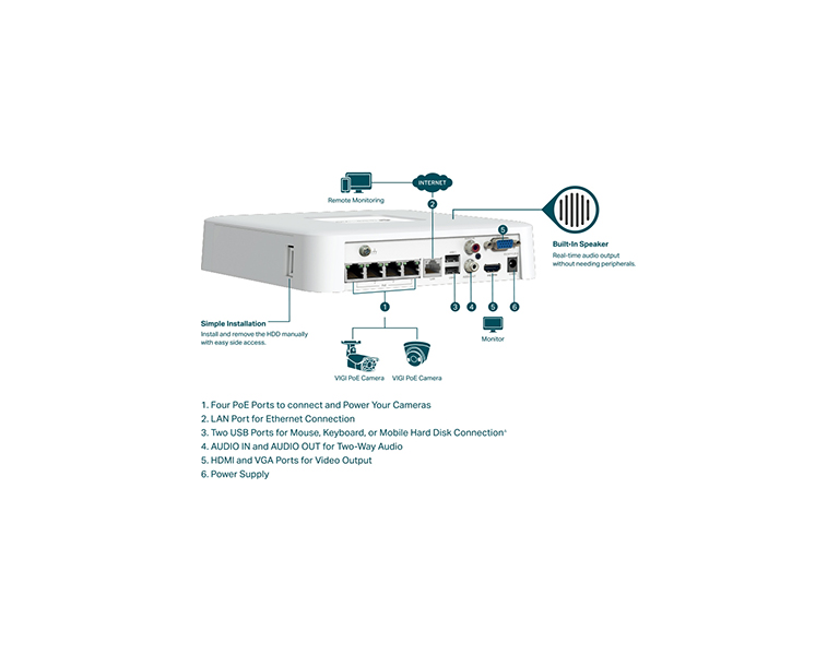 TP-LINK VIGI NVR1104H-4P 4 Channel PoE+ Network Video Recorder
