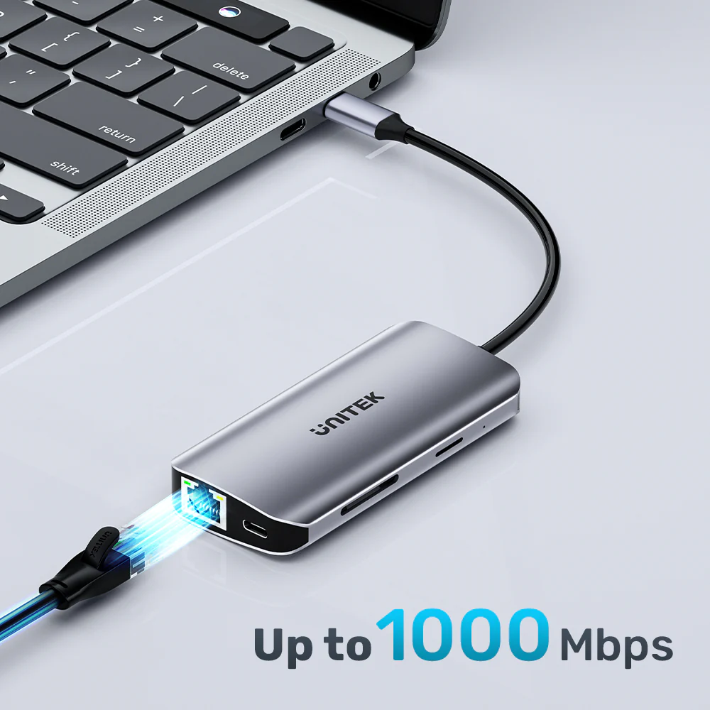 Unitek USB-C Hub 3xUSB/2xHDMI MST/SD/Gb/PD100W D1122A