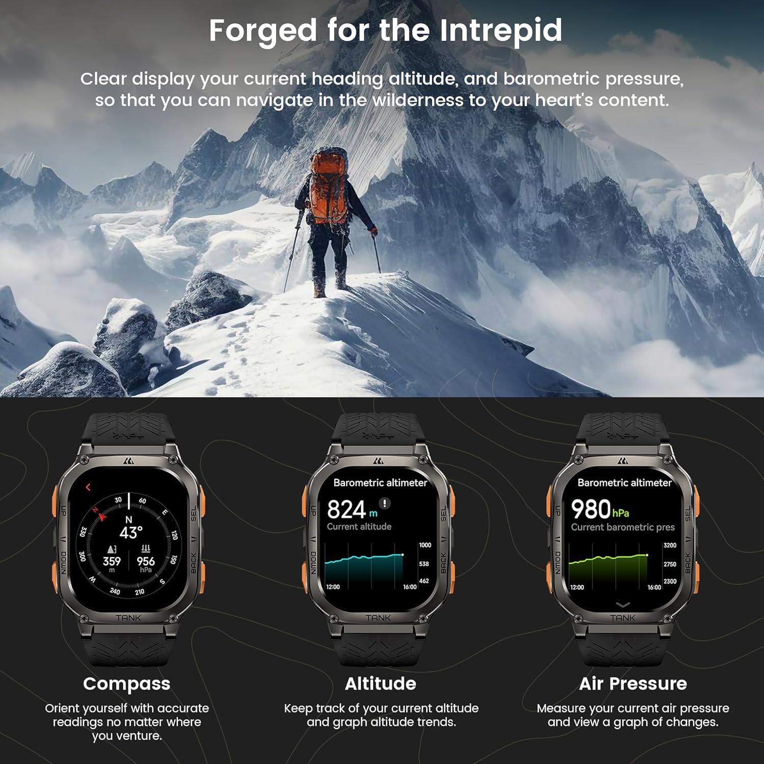 Kospet TANK M3 ULTRA Rugged Smartwatch GPS Silicone Black