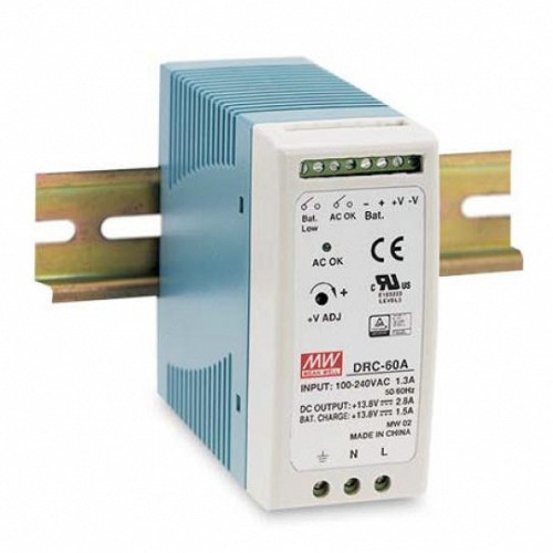 Meanwell DRC-60A DIN Rail Power Supply with UPS Function 12V 60W