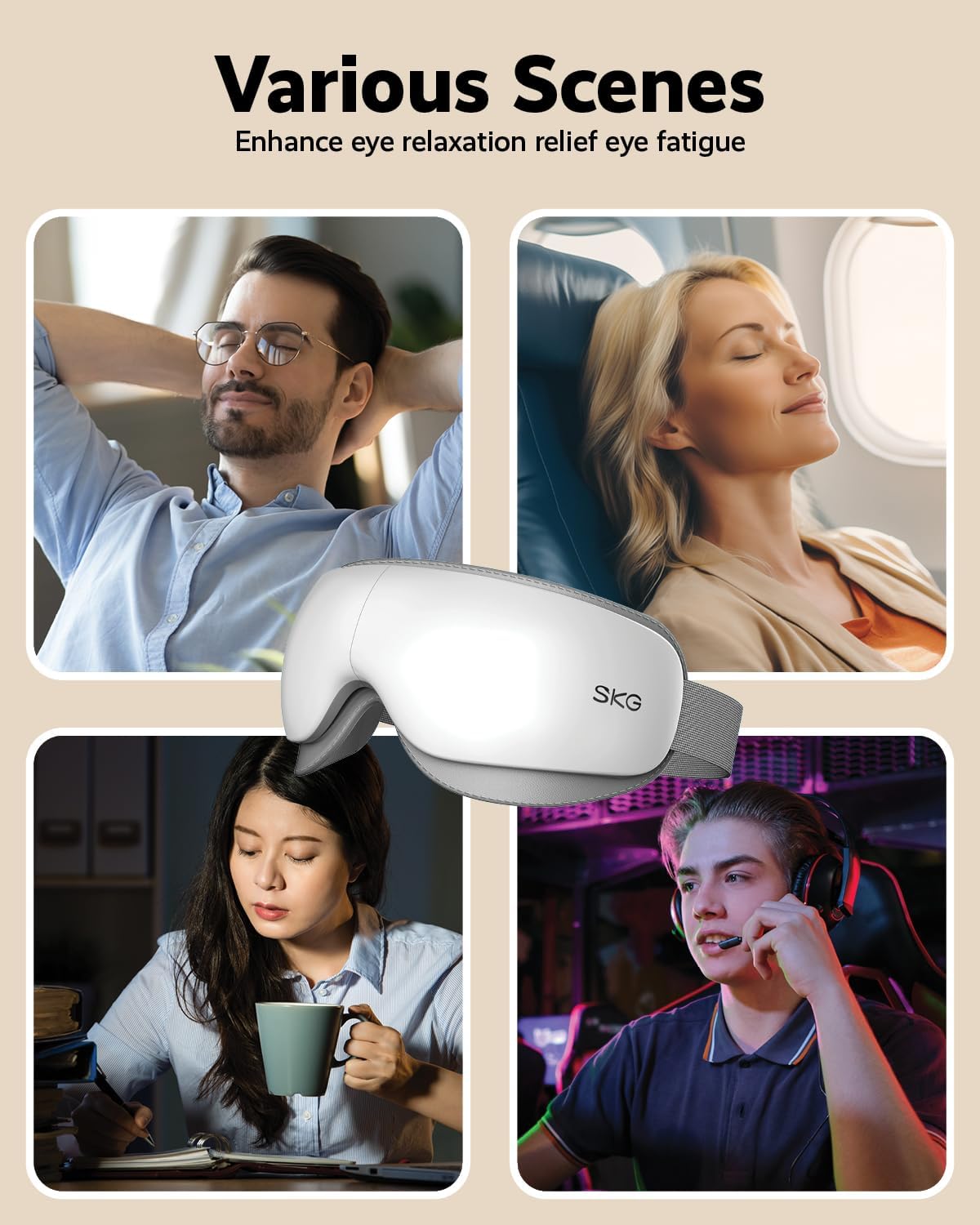 SKG Eye Massager Skin Friendly-Hot Compress-Music ES500 Black