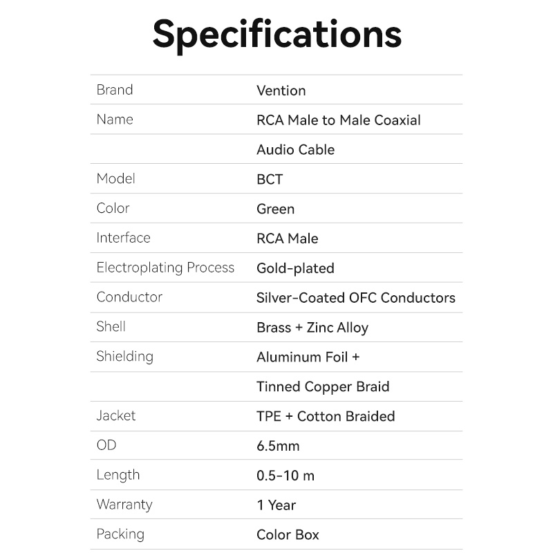 Vention AUDIO Digital Coaxial RCA Cable 3.0m BCTGI