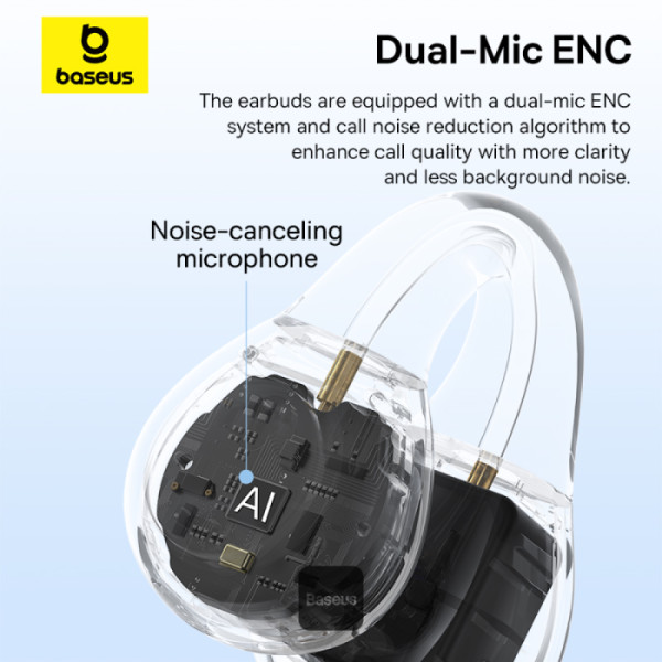 Baseus Headphones Open Ear AirGo 1 Ring Black