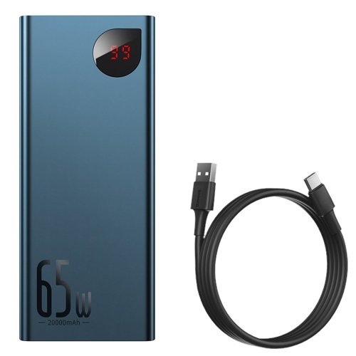 Baseus Adaman power bank 2x USB / 1x USB Type C / 1x micro USB 20000mAh 65W Quick Charge 4.0 Power Delivery blue