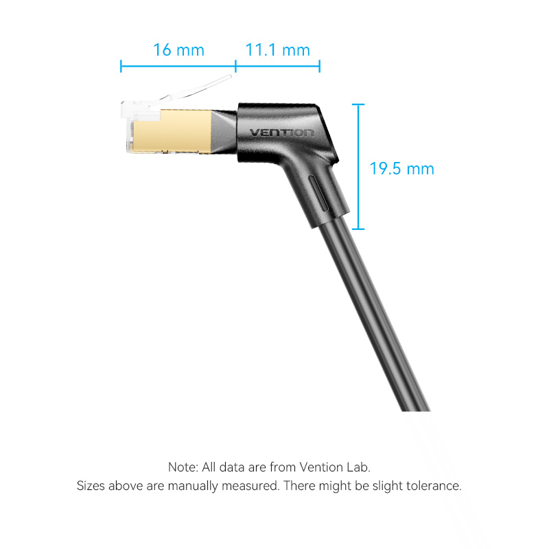 Vention NETWORK Cable Cat8 STP Rotate Right Angle Slim 1.0m Black IKLBF