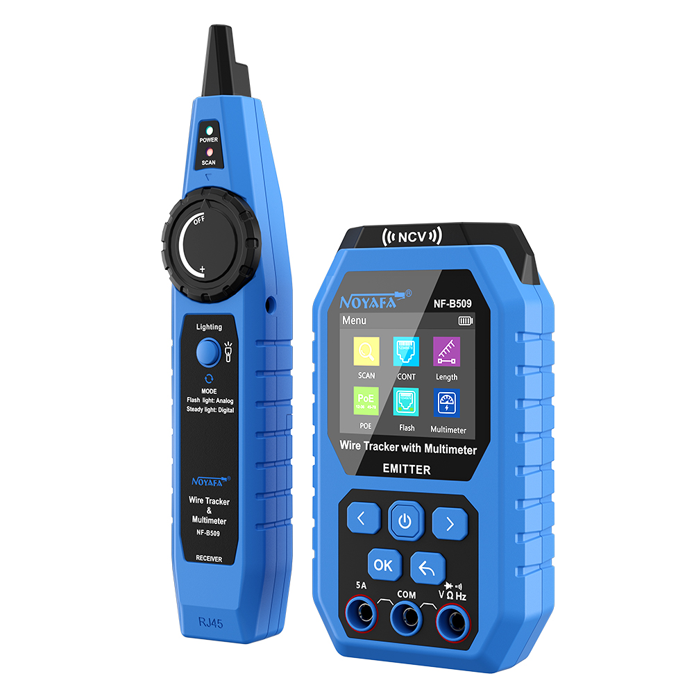 Noyafa Wire Tracker & Digital Multimeter with Cable Length Measurement, PoE Testing, NCV Detection, and LCD Display NF-B509