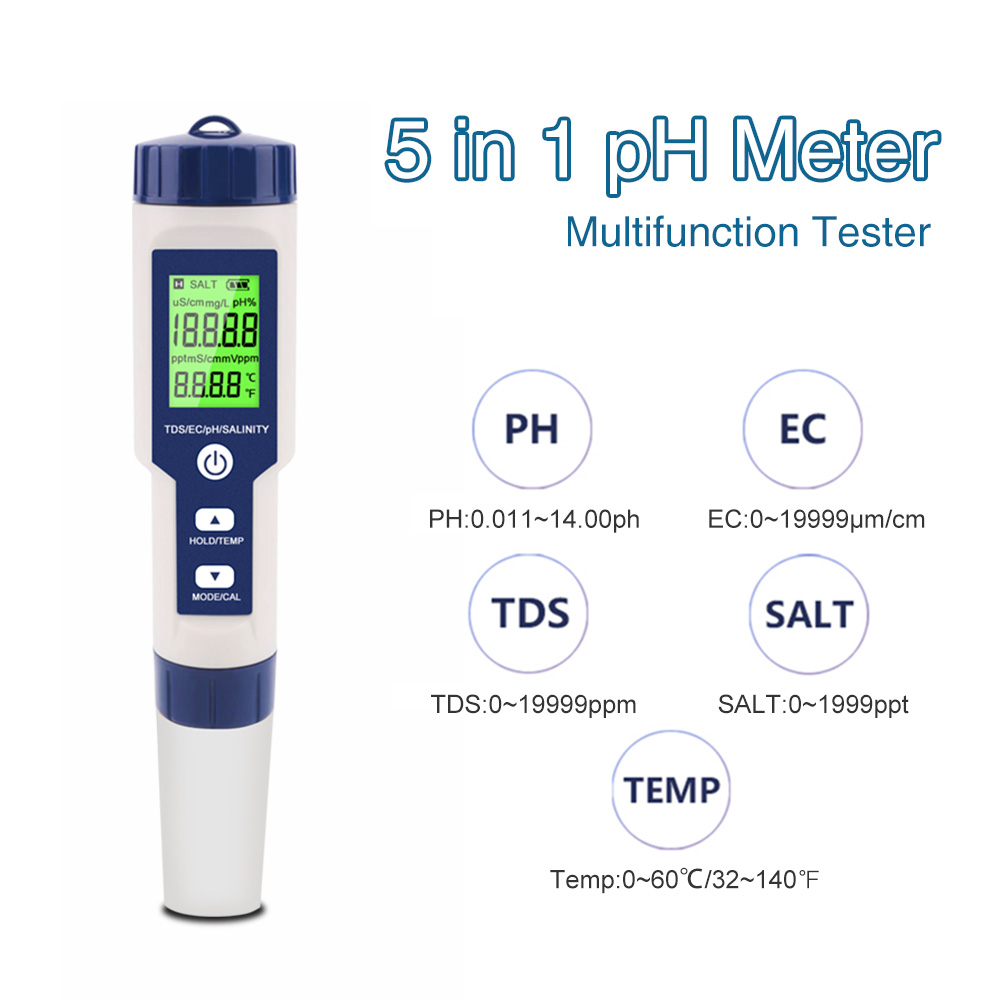 Noyafa Water Quality Tester with 5-in-1 Measurement (pH, TDS, EC, ORP, Temperature), Automatic Calibration, IP65 NF-EZ9909 SP