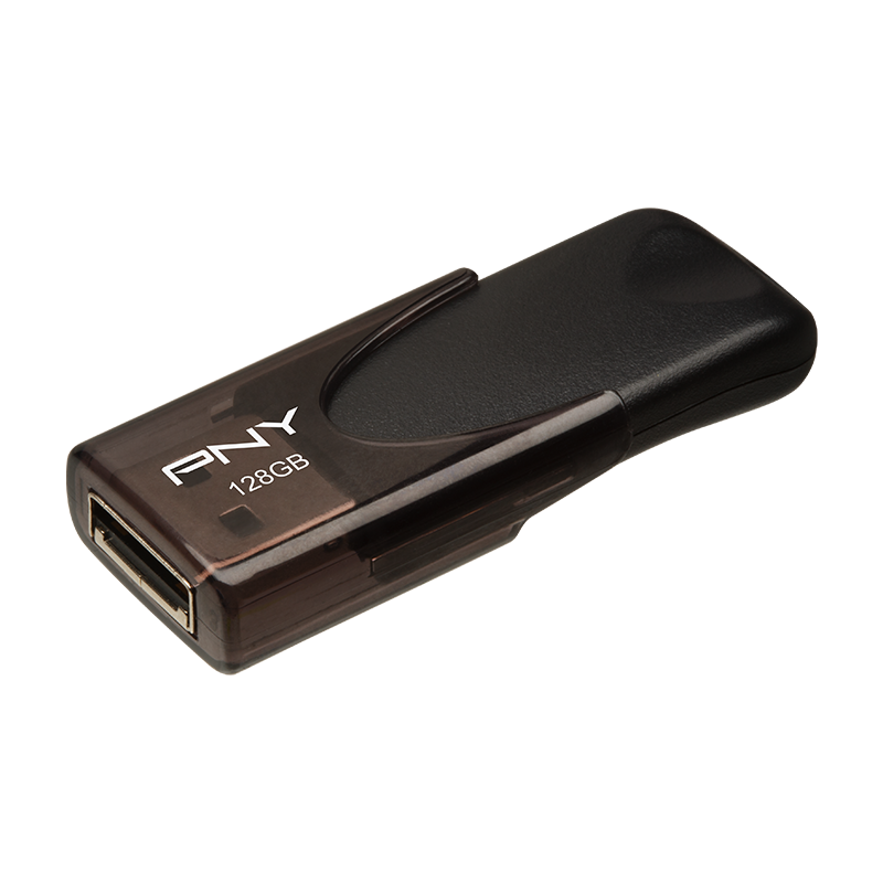 PNY Flash Drive Attache 4 USB 2.0 Stick 128GB Capless Slider Black FD128ATT4