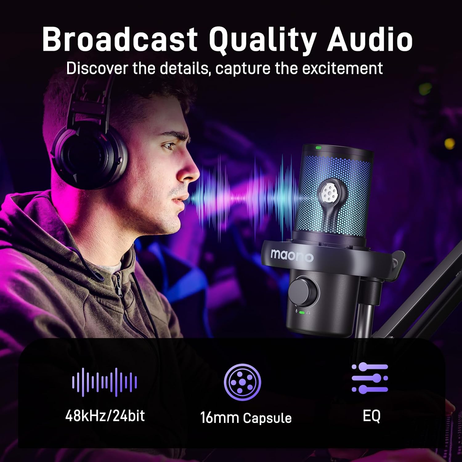 Maono Microphone Desktop Condenser Wireless & USB-C 40Hr DM40 Pro Black
