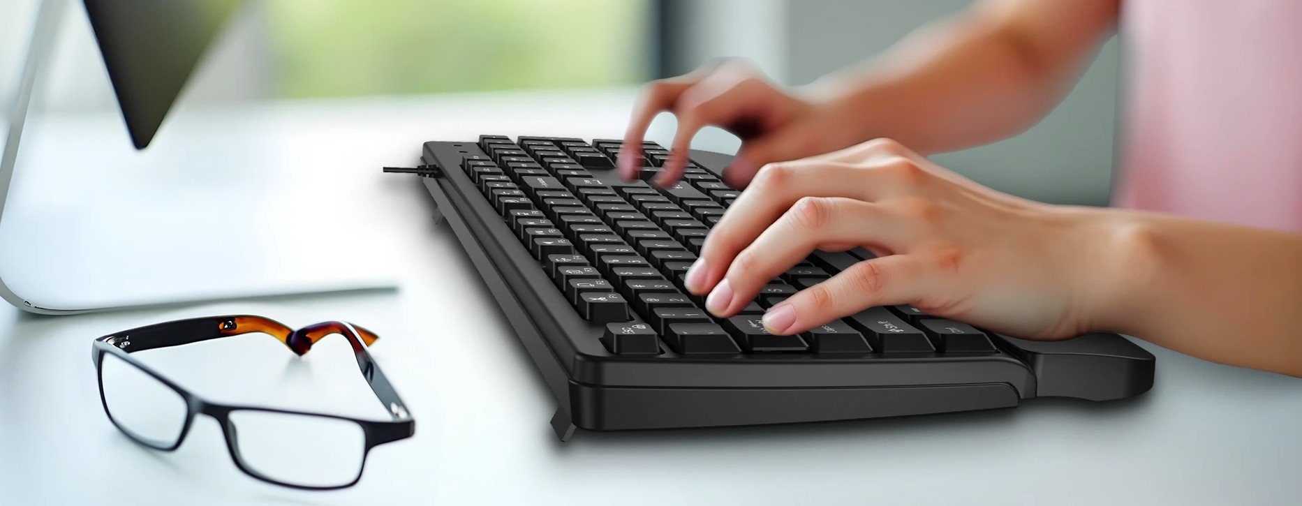 Genius Keyboard Wired AI with Palm Rest KB-123 English