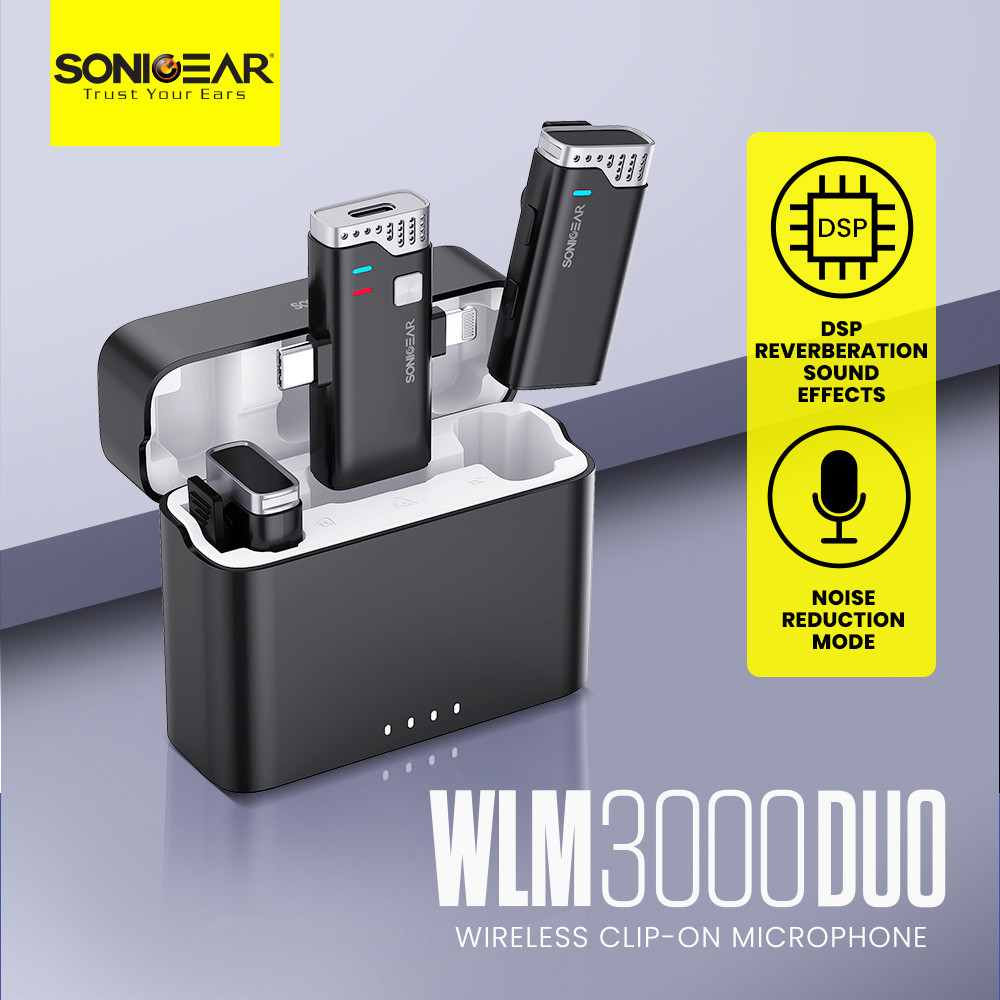 SonicGear Wireless 2x Lavalier ClipOn Microphones WLM3000 DUO