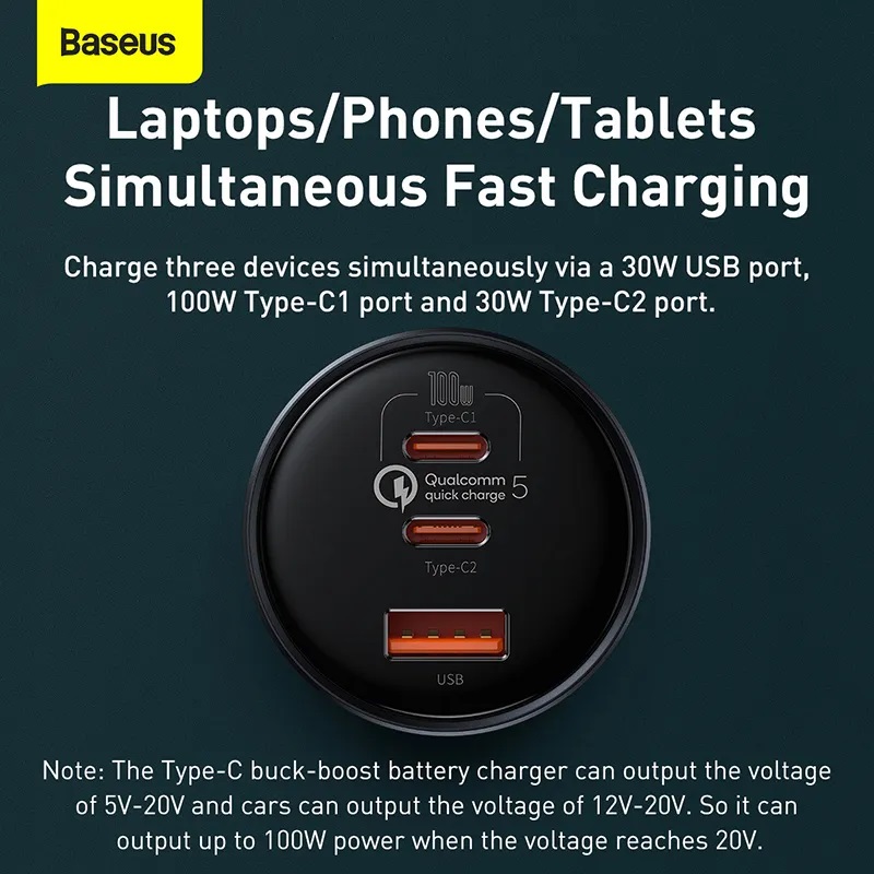 Baseus Car Charger 160W Qualcomm Quick Charge 5