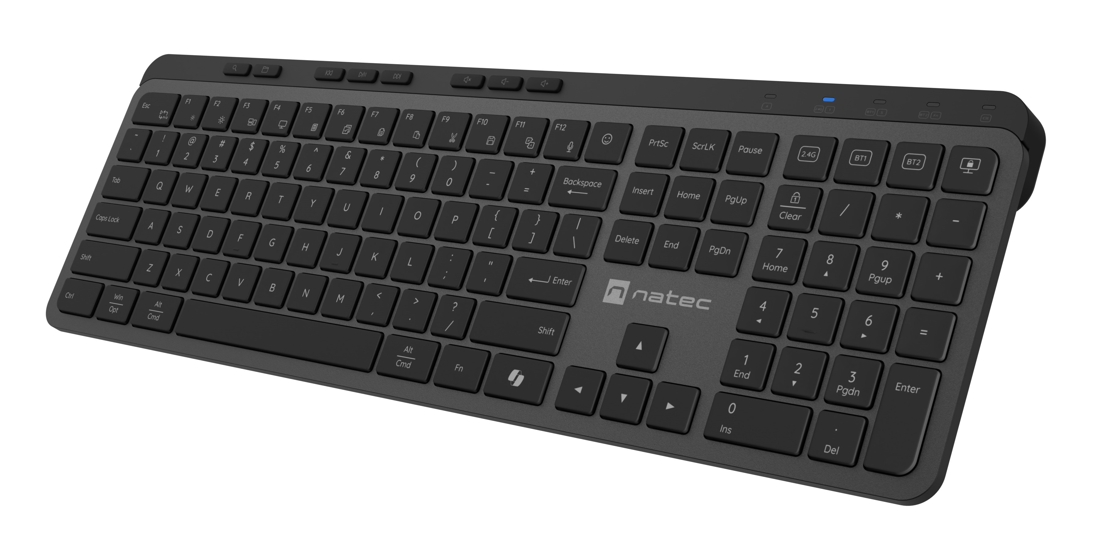 Natec MEDUSA Slim Wireless Keyboard BT & 2.4GHz X-SCISSORS Keys