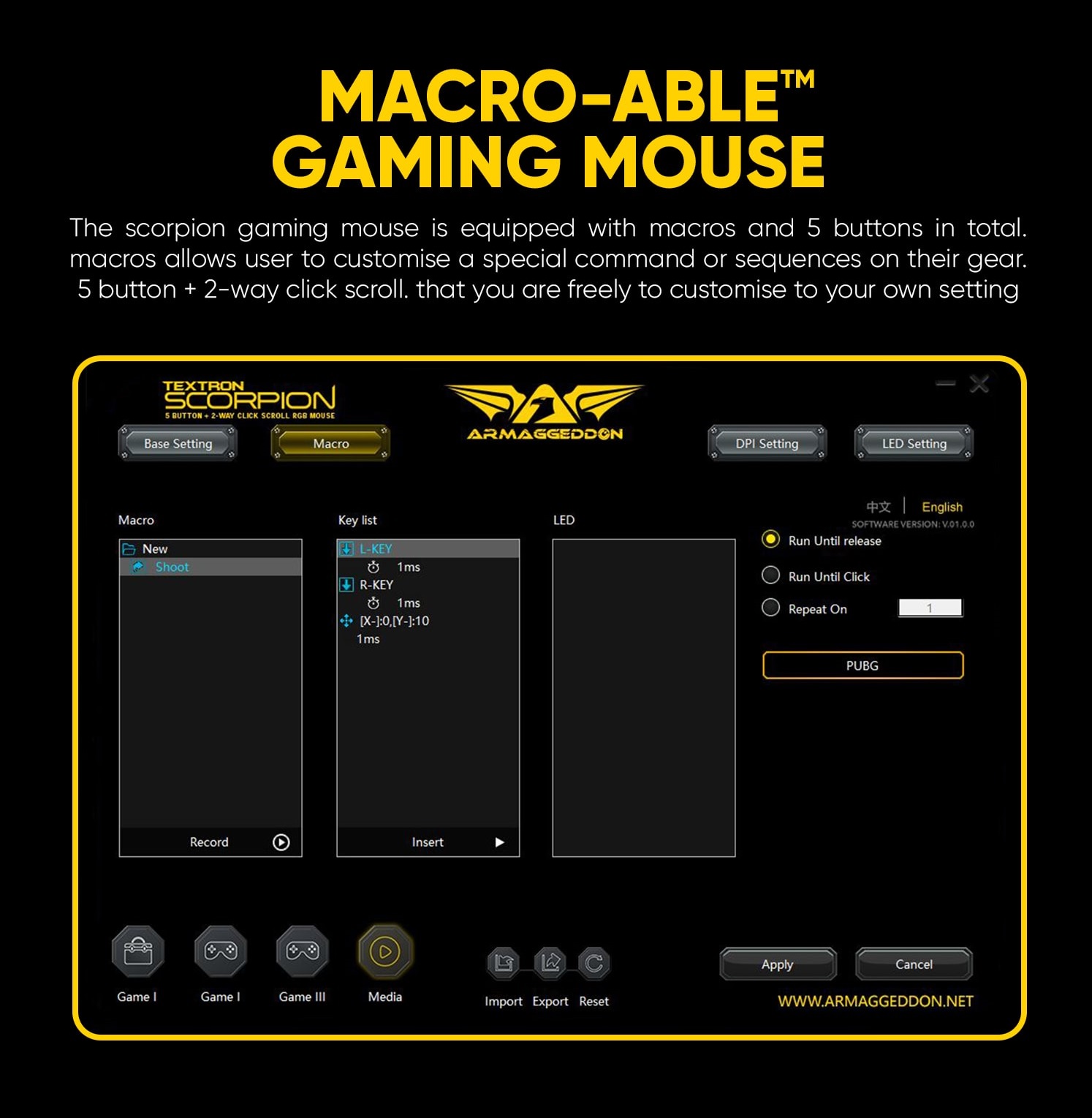 Armaggeddon Scorpion 5 Pro-Gaming Mouse with Free Mousepad