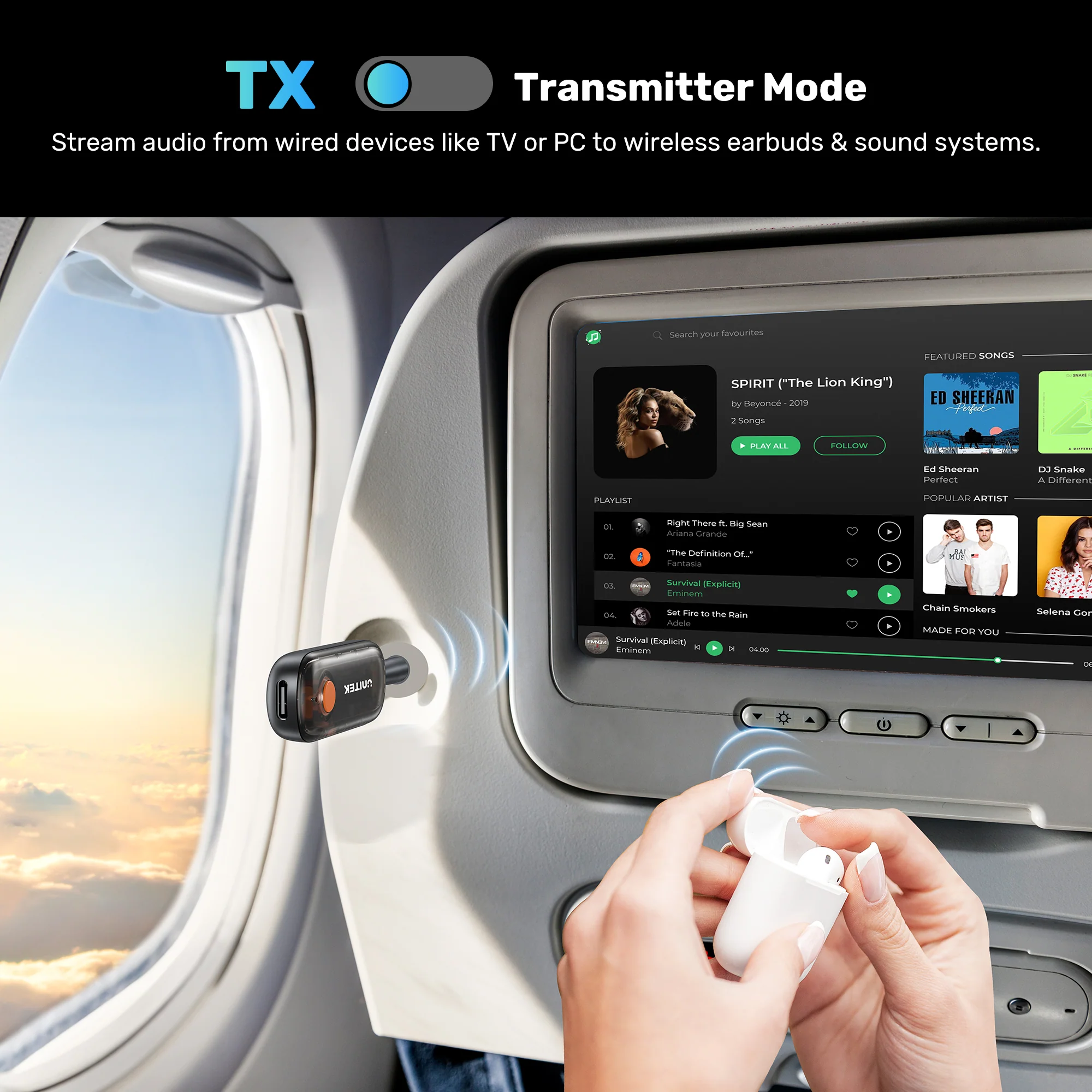 Unitek Audio 3.5mm to Bluetooth 2in1 Transmitter & Receiver B1111A