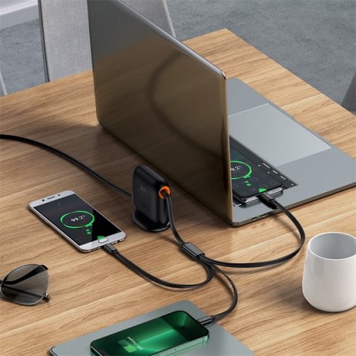 Baseus Cable 3in1 USB-C/Micro/Light Traction Retractable 1.7m Black