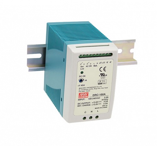 Meanwell DRC-100A DIN Rail Power Supply with UPS Function 12V 100W