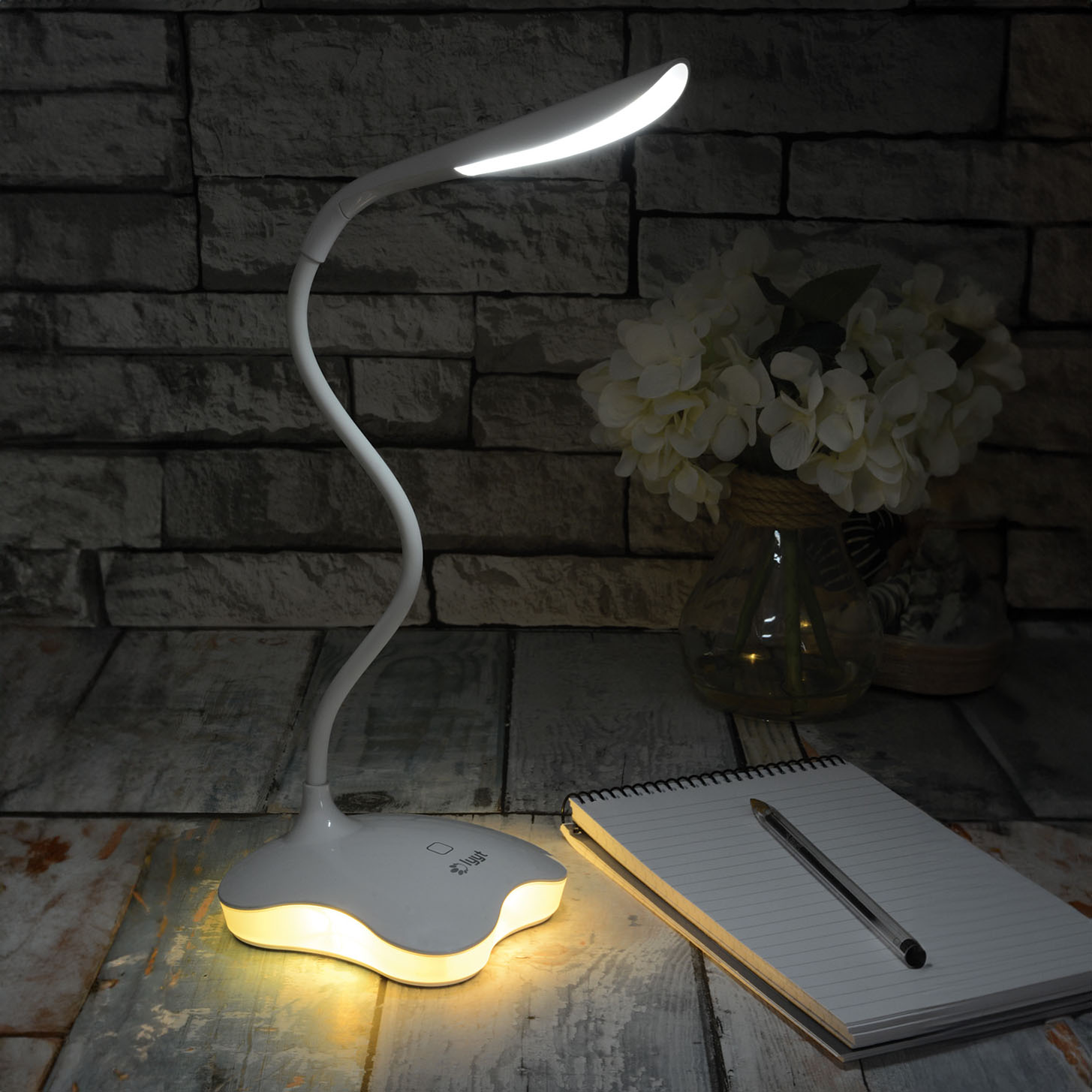 LYYT Desk Lamp with Nightlight USB/Battery Powered White 410.426UK