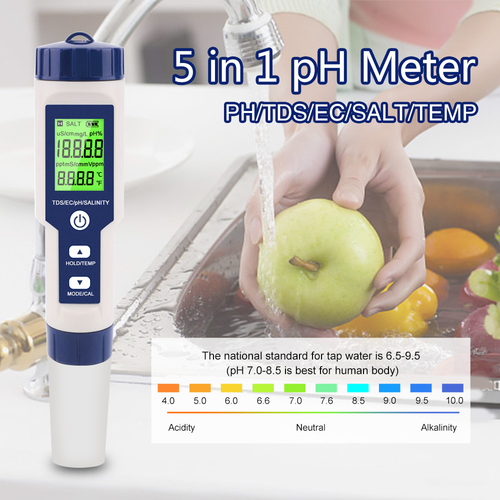 Noyafa Water Quality Tester with 5-in-1 Measurement (pH, TDS, EC, ORP, Temperature), Automatic Calibration, IP65 NF-EZ9909 SP
