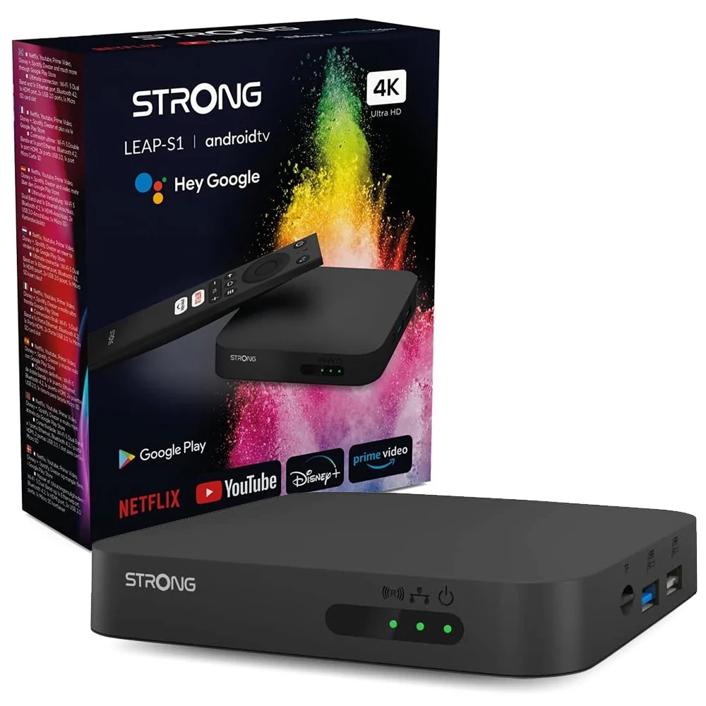 Strong Google TV Smart Box with Dual Band Wi-Fi GoogleCast 4K Android LEAP-S3UK