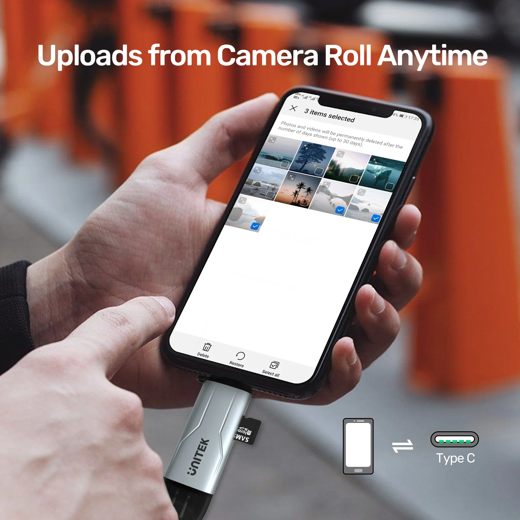 Unitek R1010A Card Reader USB-A/C 3.0 to Micro SD/SD