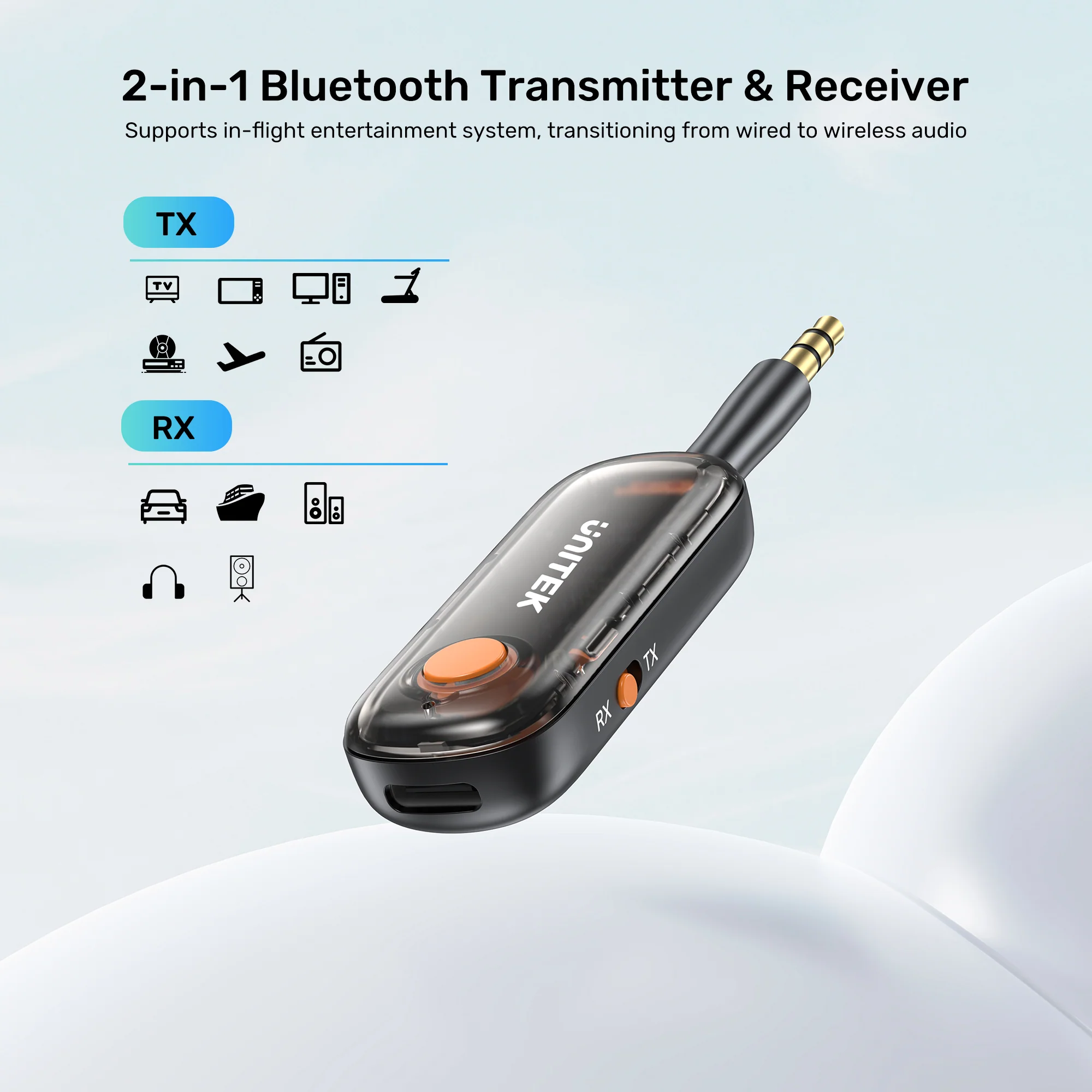 Unitek Audio 3.5mm to Bluetooth 2in1 Transmitter & Receiver B1111A