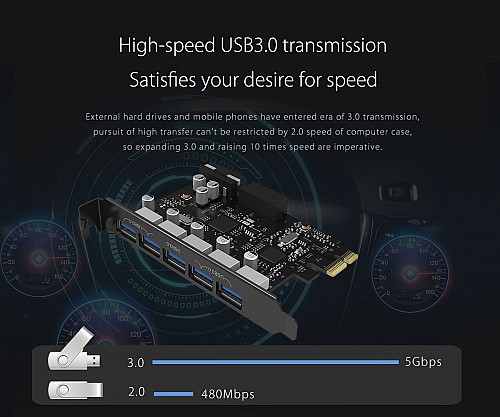 Orico PCI Express Card 5Port USB3.0 PVU3-5O2I-V1
