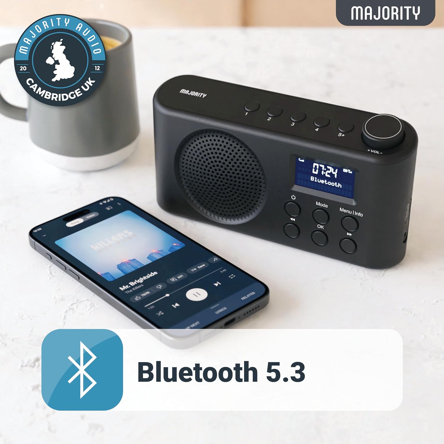 Majority ORWELL Radio Portable with Display & Bluetooth-USB-FM