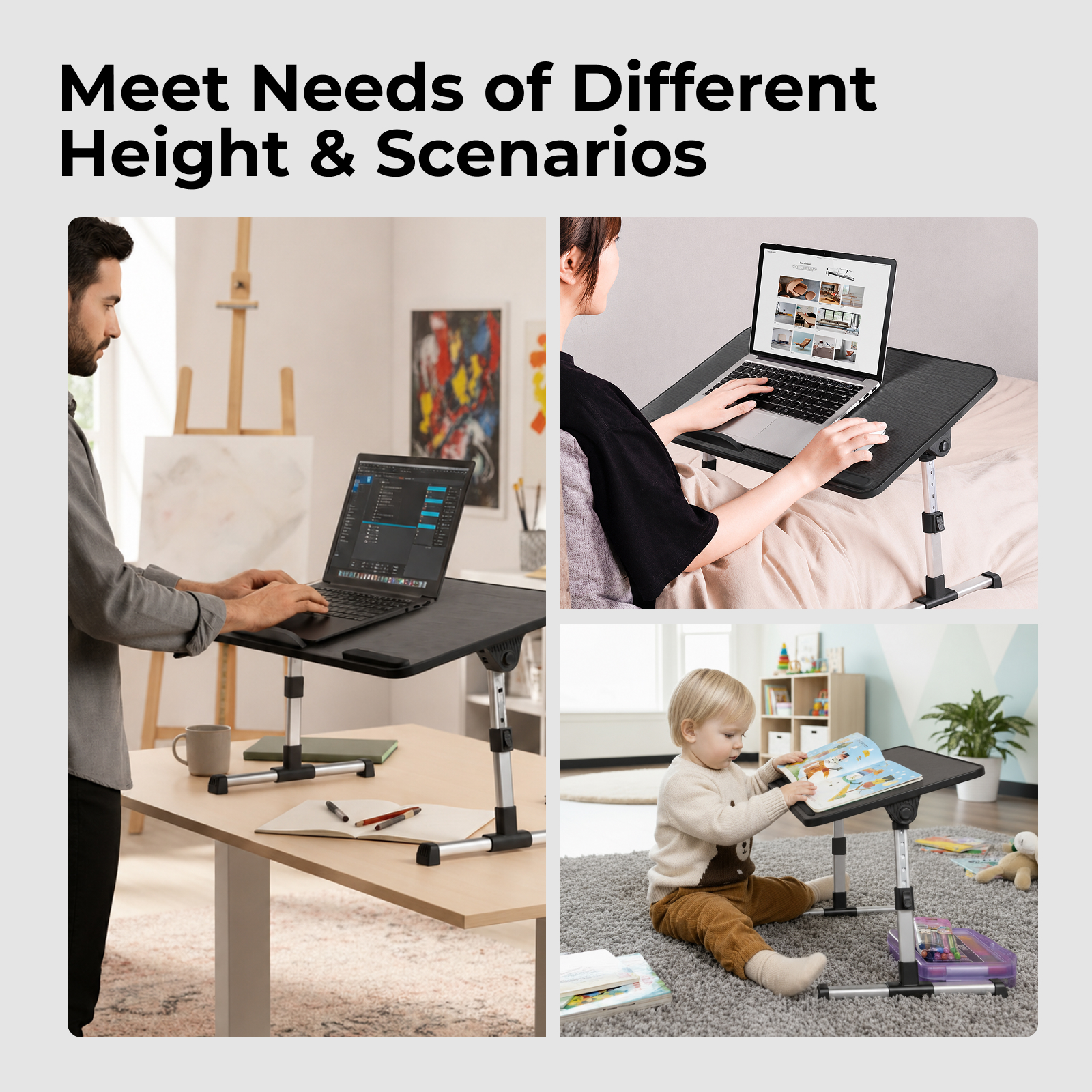Lumivida Computer Tray Desk Multi-Purpose Foldable Ergonomic 60x34cm LPD01-7 Black