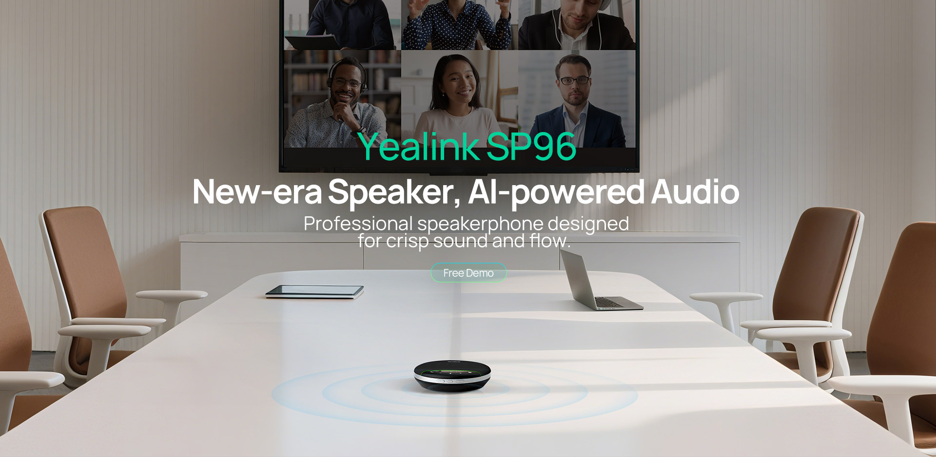 Yealink Speakerphone Bluetooth Portable, AI Microphone, 5m Voice Pickup, DaisyChain, LCD  & BT Dongle SP96 USB-C/A