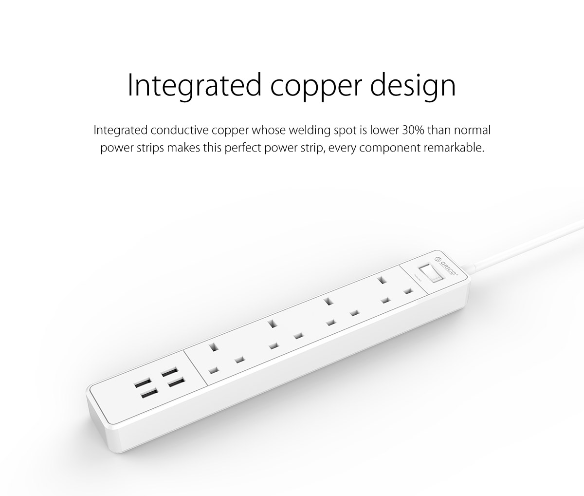 Orico Power Extension 4xGang 4xUSB 4A 4A4U-UK