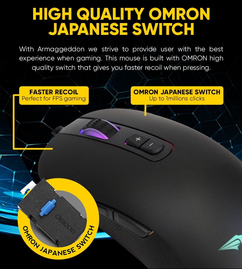 Armaggeddon Falcon 3 Pro-Gaming Mouse 10000CPI Macro-Able RGB