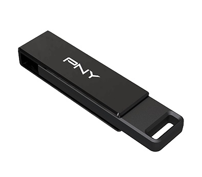 PNY Flash Drive Elite-X USB 3.2 Stick 64GB Capless Slider Black FDI64GELTXC