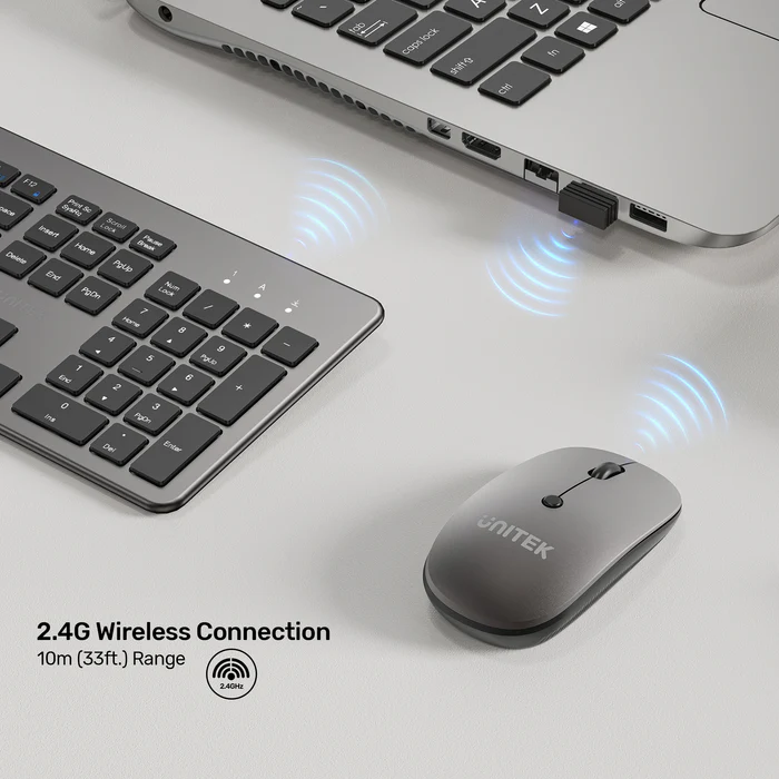Unitek IT Keyboard & Mouse Combo Wireless 2.4GHz English SlimDuo T054 Space Grey