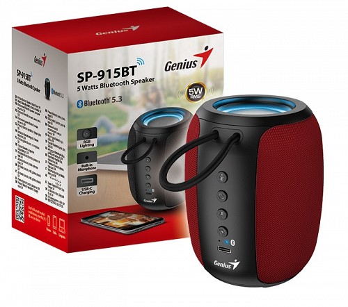 Genius Mobile Speaker Portable BT 5W SP-915BT Red