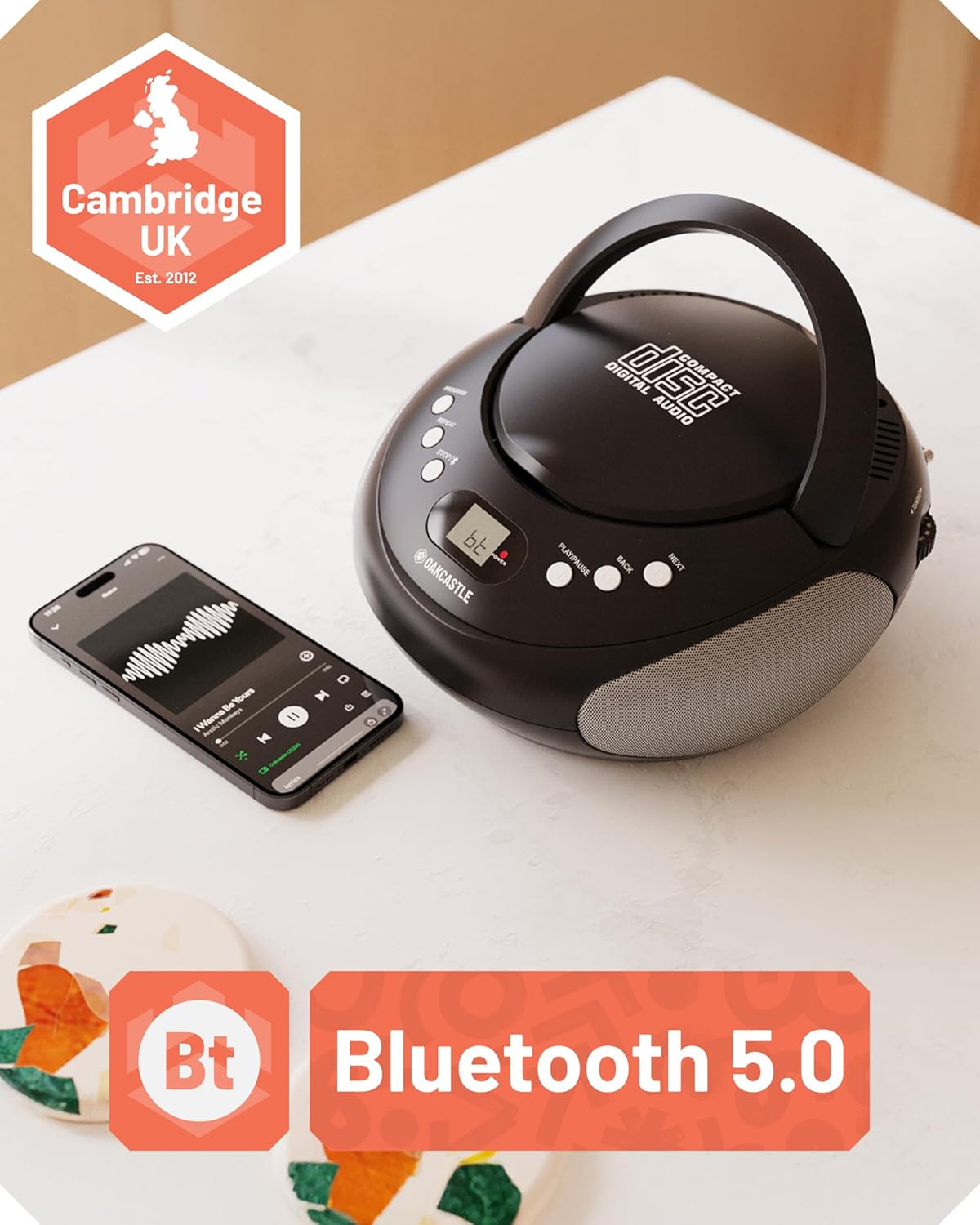 Majority Oakcastle CD250 Portable CD Player Boombox with Bluetooth & FM Radio