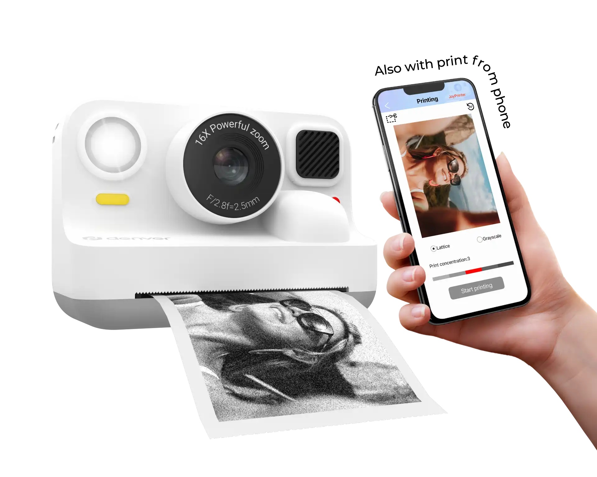 Denver Kids Photo Digital Camera 48MP Thermal Printer & BT Print KPC-1374BTW White