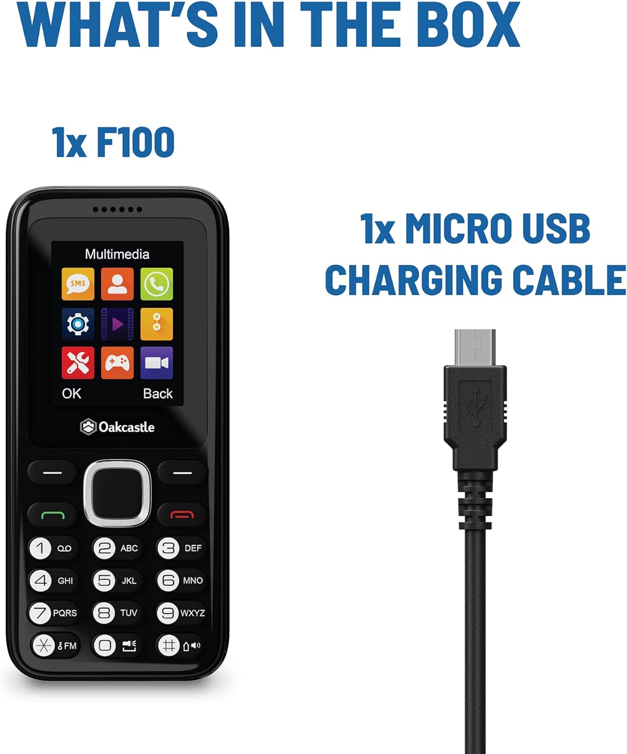 Majority Oakcastle F100 Mobile Feature Phone Basic 2G/BT/FM/Torch