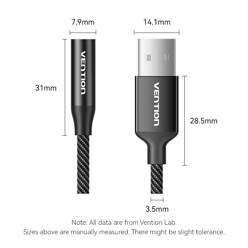 Vention AUDIO CONVERTER USB-A to 1x3.5mm 1.0m Cable Braided CVEBF