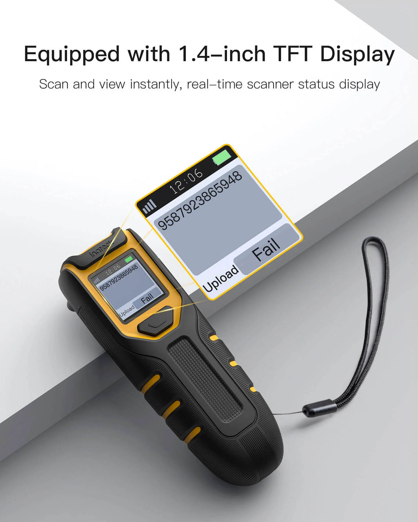 Inatech Barcode Scanner CMOS 1D/2D Wireless 2.4GHz/Bluetooth USB-A 1200mAh Portable & Display BCST-42 Green