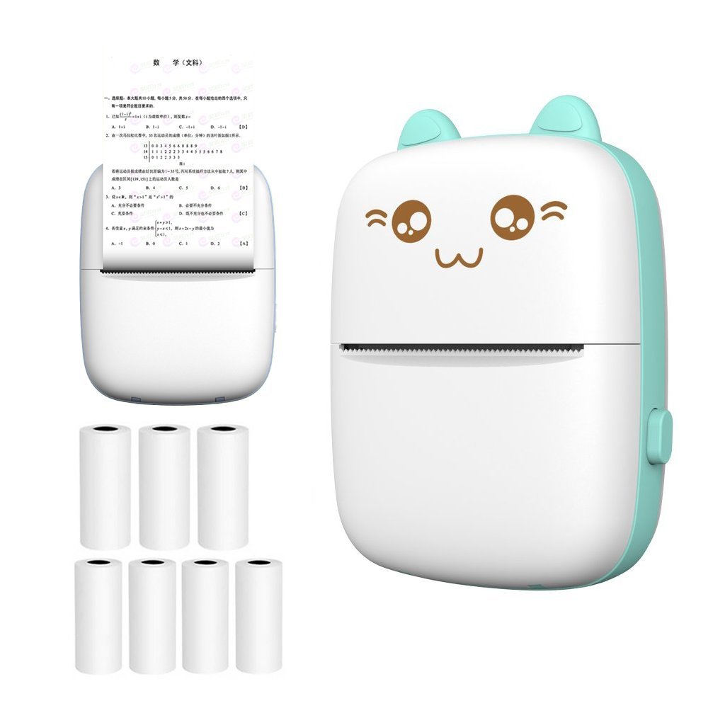 HURC9 mini cat thermal printer - blue (7 rolls included)