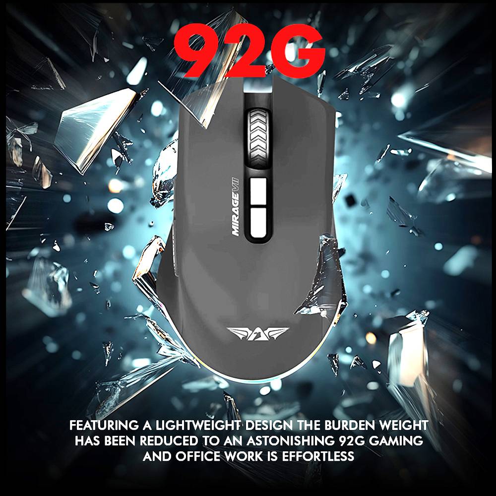 Armaggeddon Gaming Mouse Wired+2.4G+BT Recharge 7B MIRAGE VII White