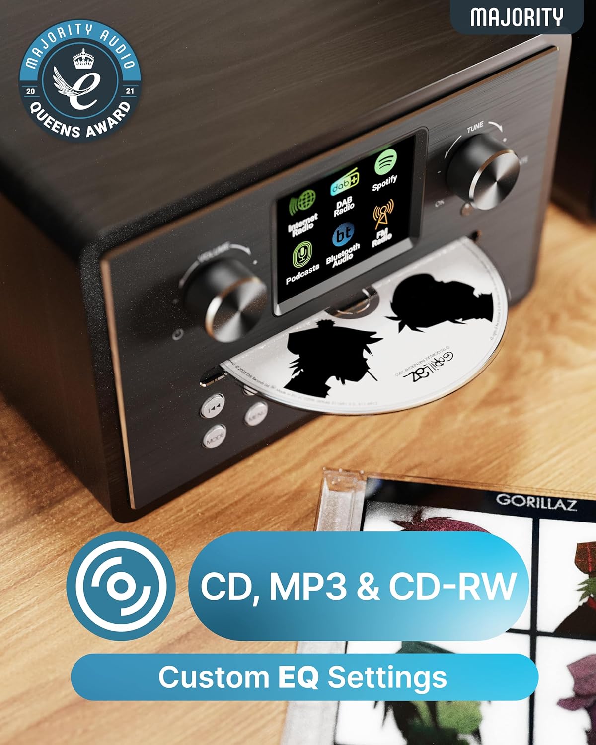Majority Mini HiFi 2xSpeakers CD/BT/USB/FM/iRadio 60W HOMERTON Black