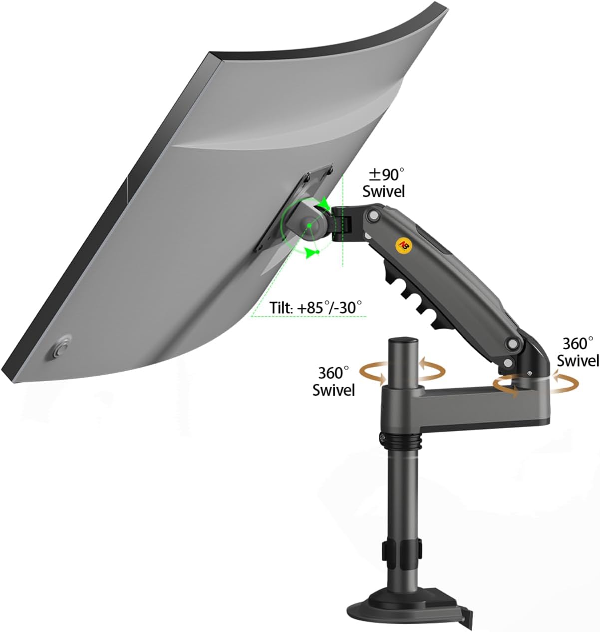 NBMounts H100 Single Arm Gas Desktop Monitor Mount (upgraded version)