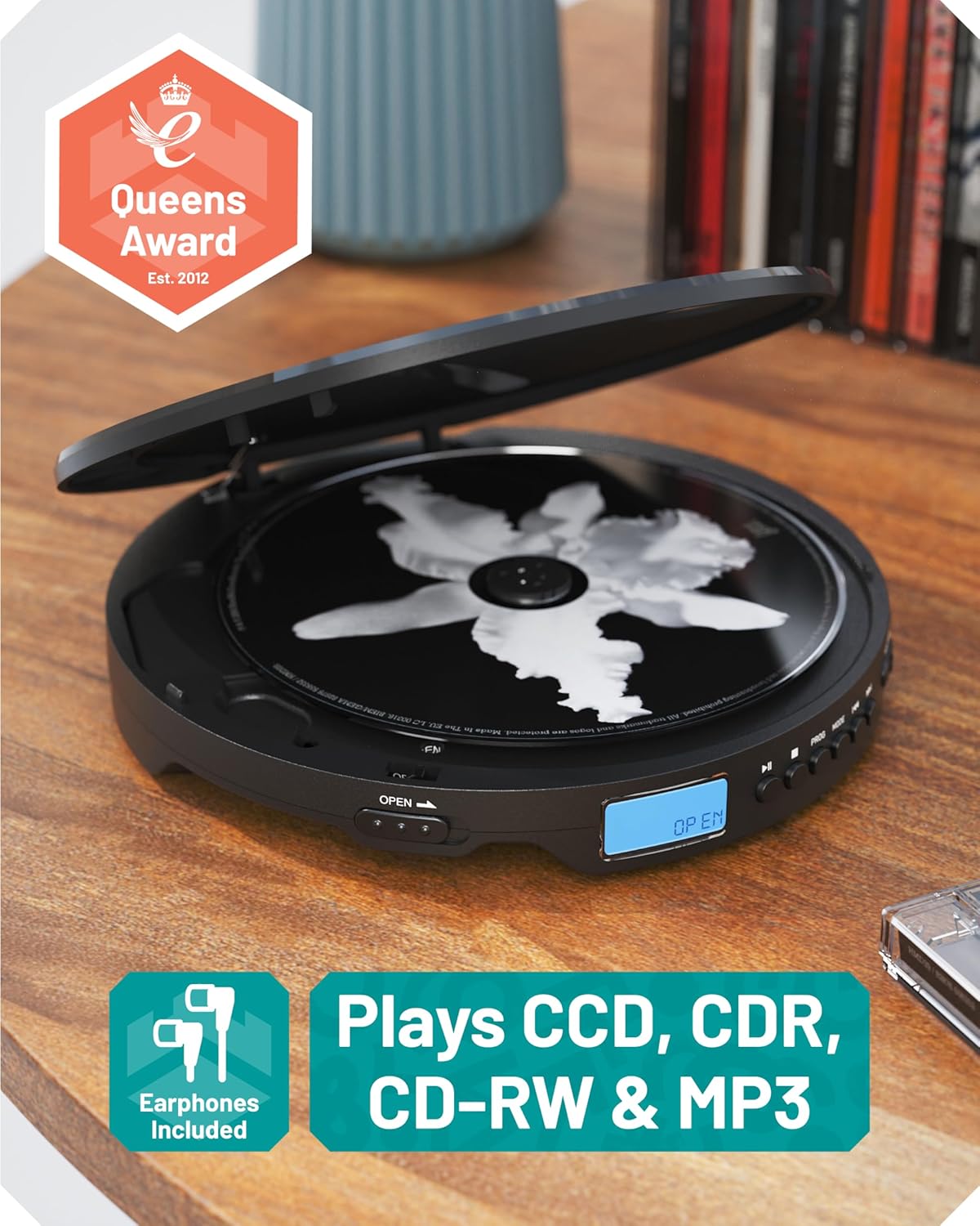 Majority Portable CD Player Incl. Earphones 2x AA Line out Oakcastle CD10