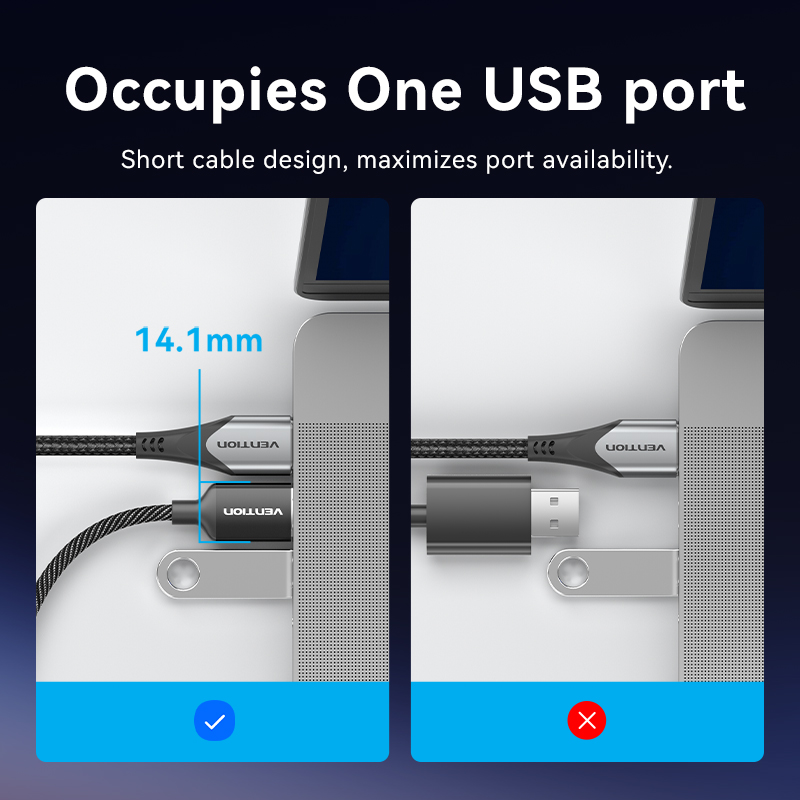 Vention AUDIO CONVERTER USB-A to 1x3.5mm 1.0m Cable Braided CVEBF