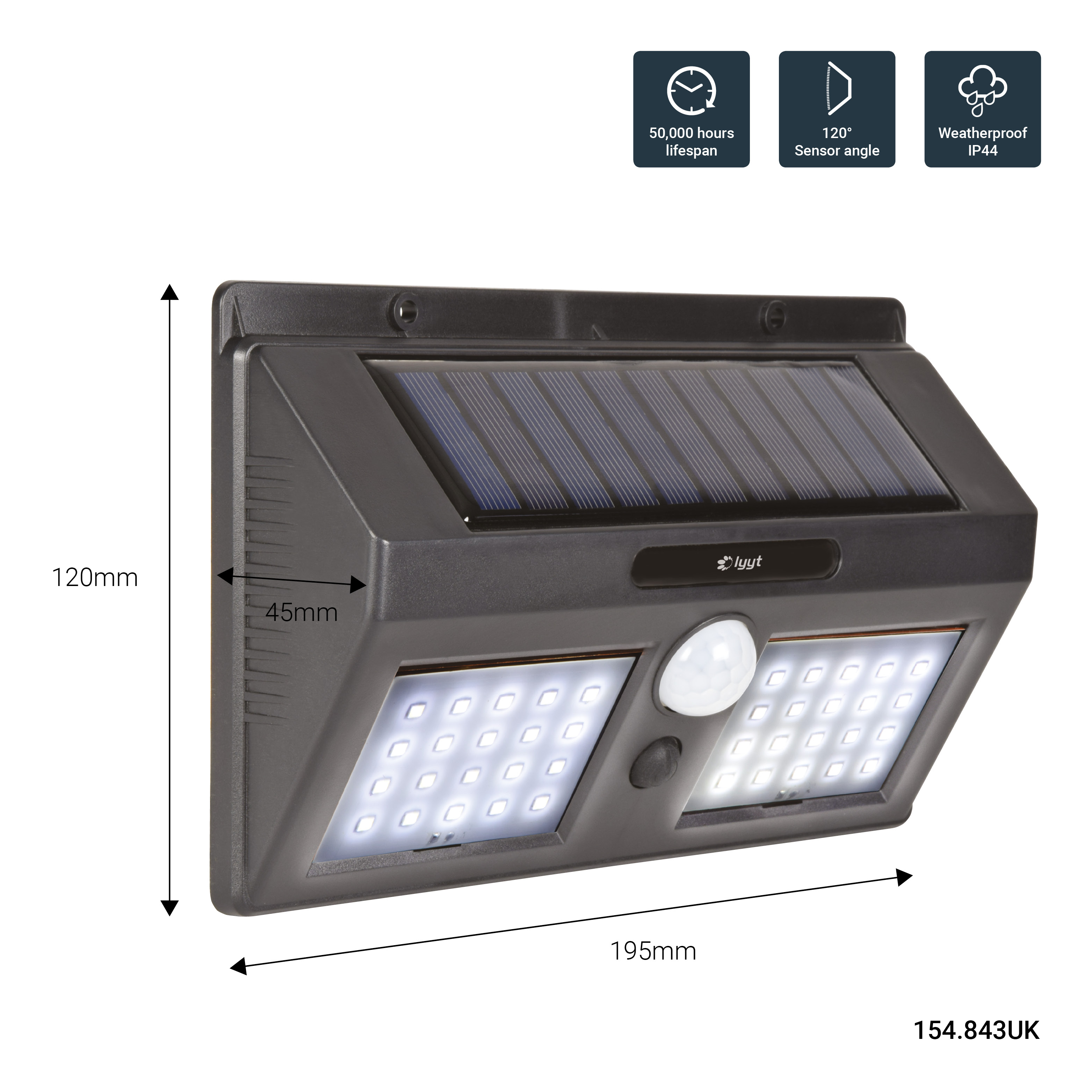 LYYT 40 LED Solar Security Light with Motion Sensor 154.843UK