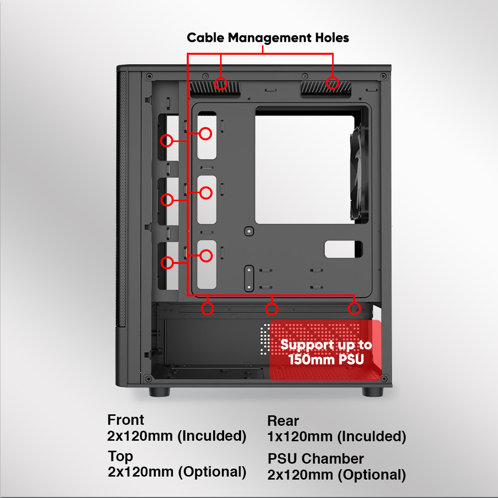 Armaggeddon Gaming Case M-ATX DEEPFREEZE DUPLEX 2 CHROMA White (3x Chroma Fans)