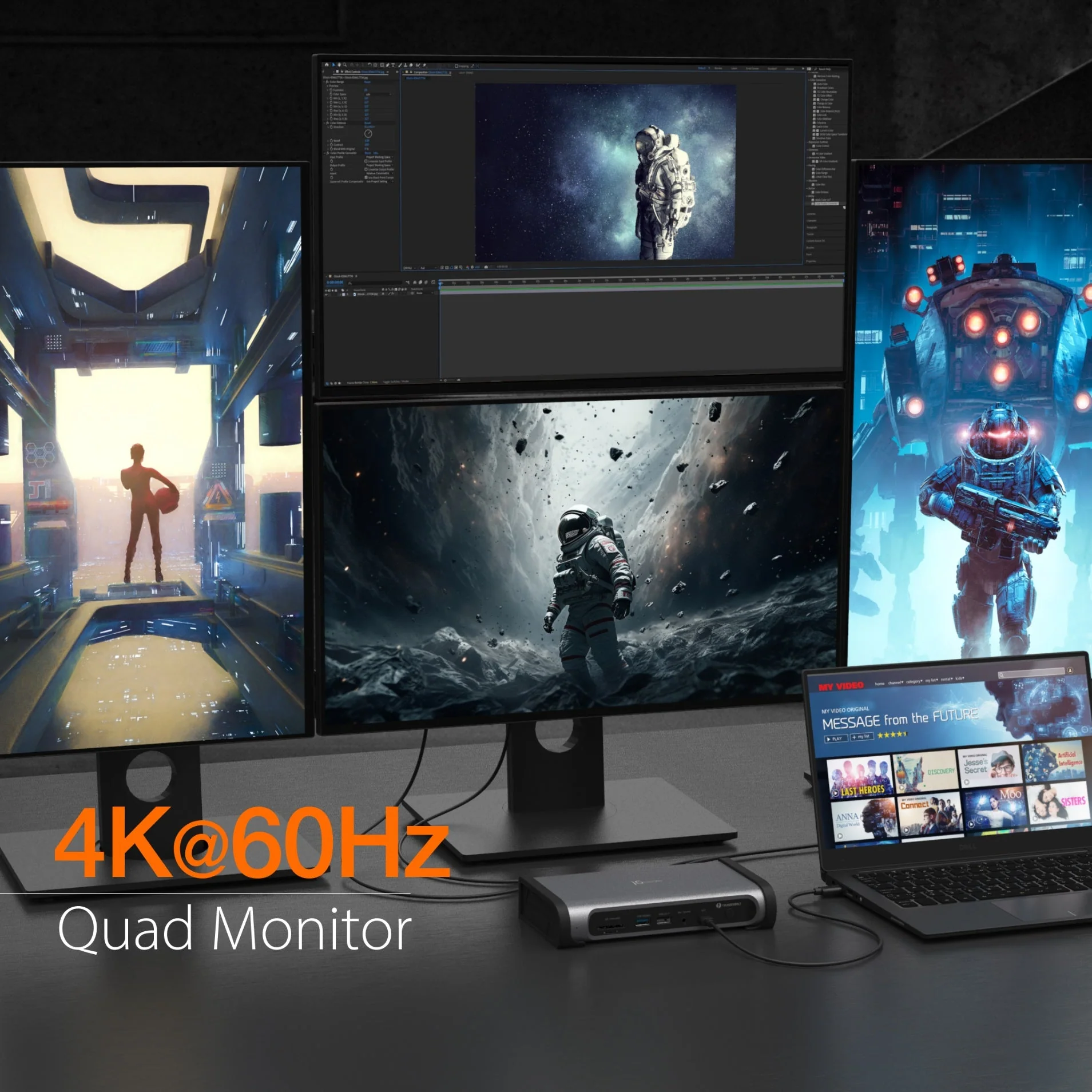 j5create Thunderbolt 4 Docking Station 15-in-1 Supports 4 x 4K Displays 10Gbps with 135W PSU JTD568